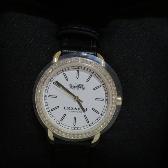 Coach Lex 32 mm Leather Strap Watch (Black) - Picture 1 of 4